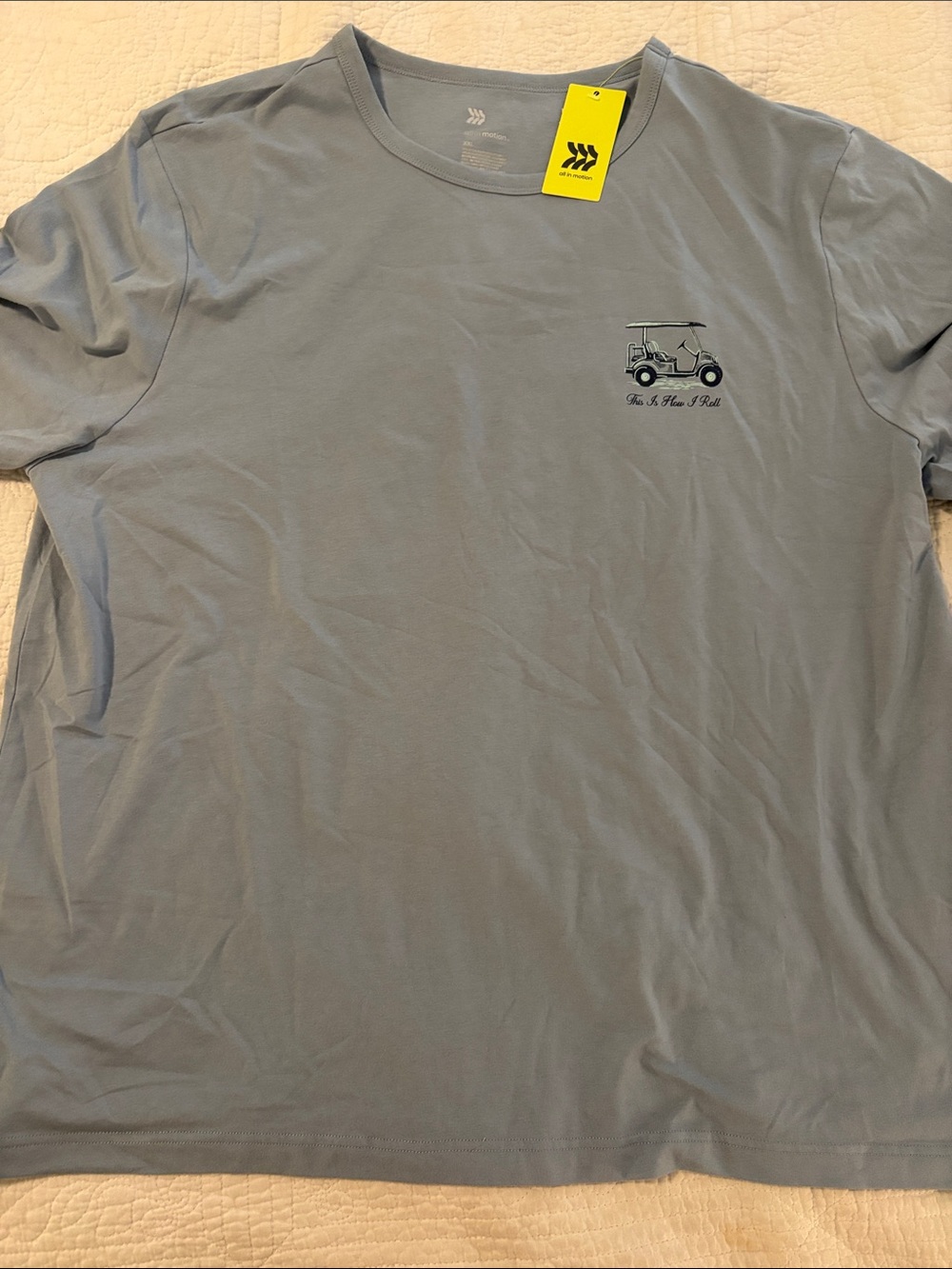 Men's Light Blue Tshirt Golf Cart Graphic This is How I Roll